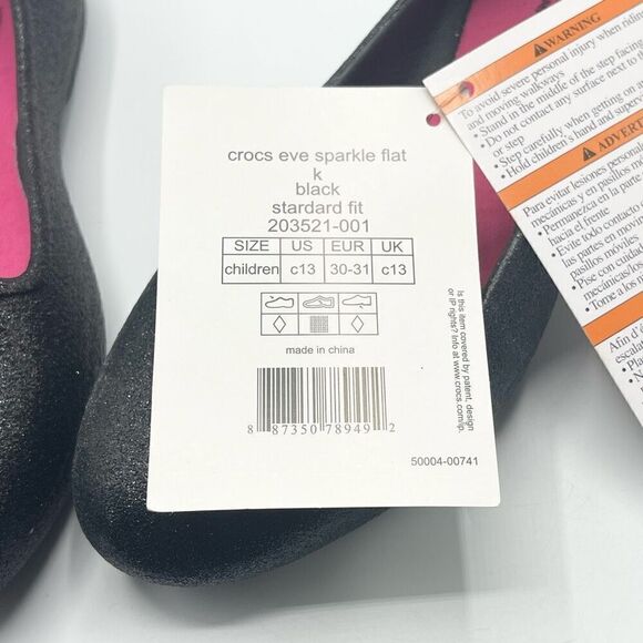 Crocs Eve black glitter slip-on flat sandals - Kids US 13 BNWT - Picture 8 of 9